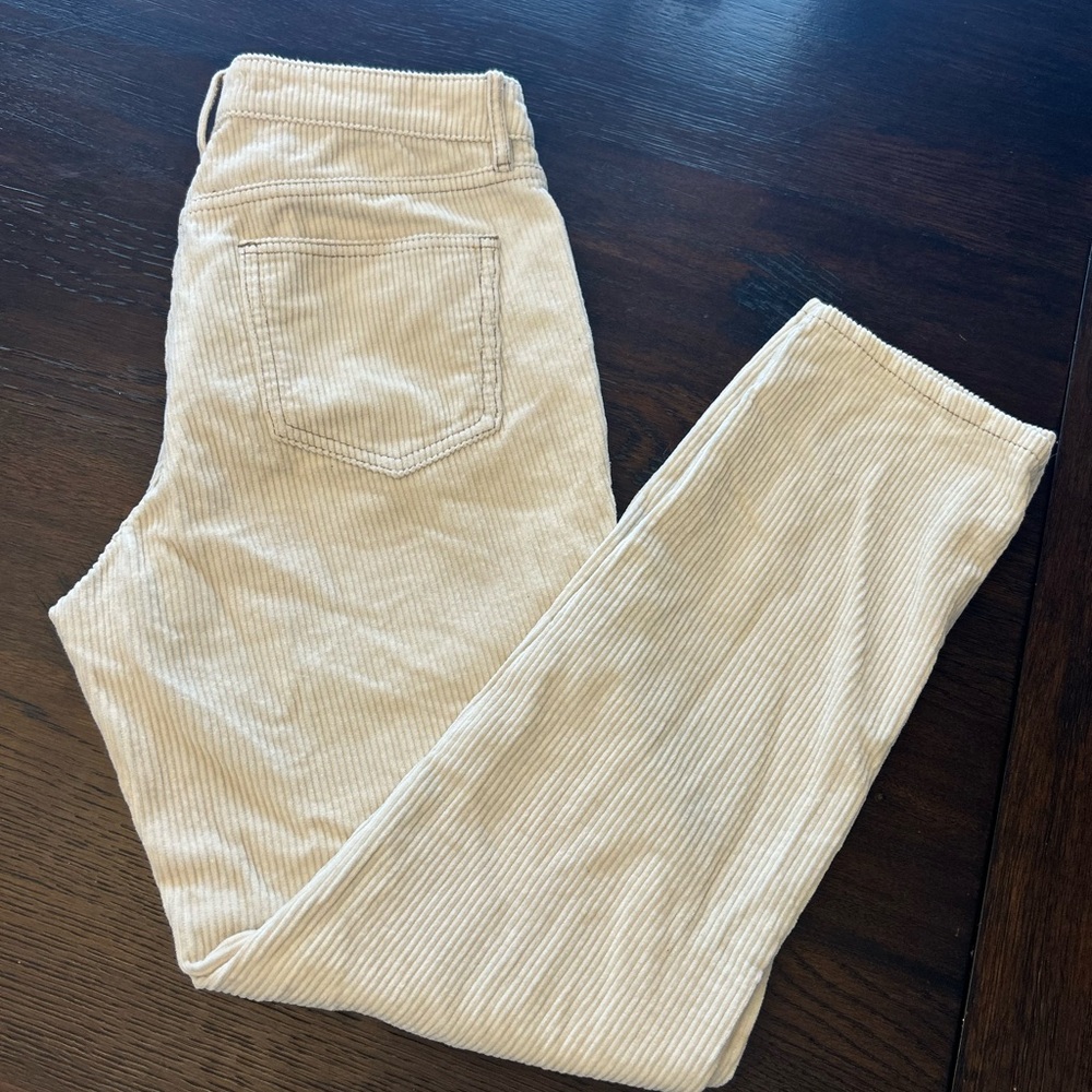 PacSun Corduroy Mom Jeans Cream High Rise Straight Leg Size 25